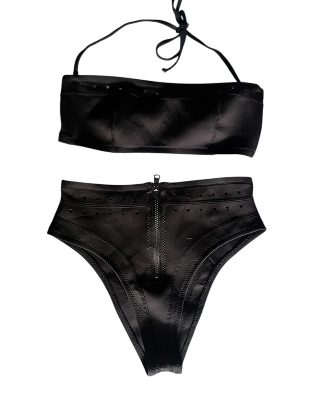 GIGI C Black Bandeau Bikini Top with Laser-Cut Detail size M